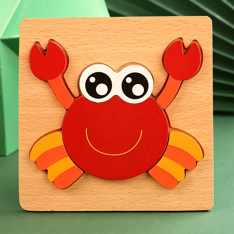 Quebra-Cabeça Educativo de Madeira 3D – Animais e Veículos para Desenvolver a Coordenação e Cognição Infantil