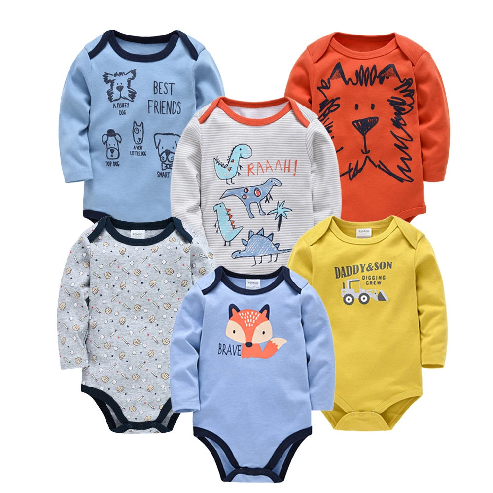 Body de Bebê Menino/Menina. Manga Longa 100% Algodão Roupas de Bebê 0-12 meses. 6 PEÇAS E 3 PEÇAS.