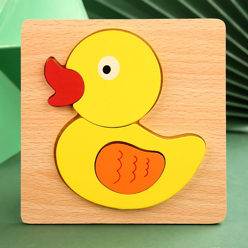 Quebra-Cabeça Educativo de Madeira 3D – Animais e Veículos para Desenvolver a Coordenação e Cognição Infantil