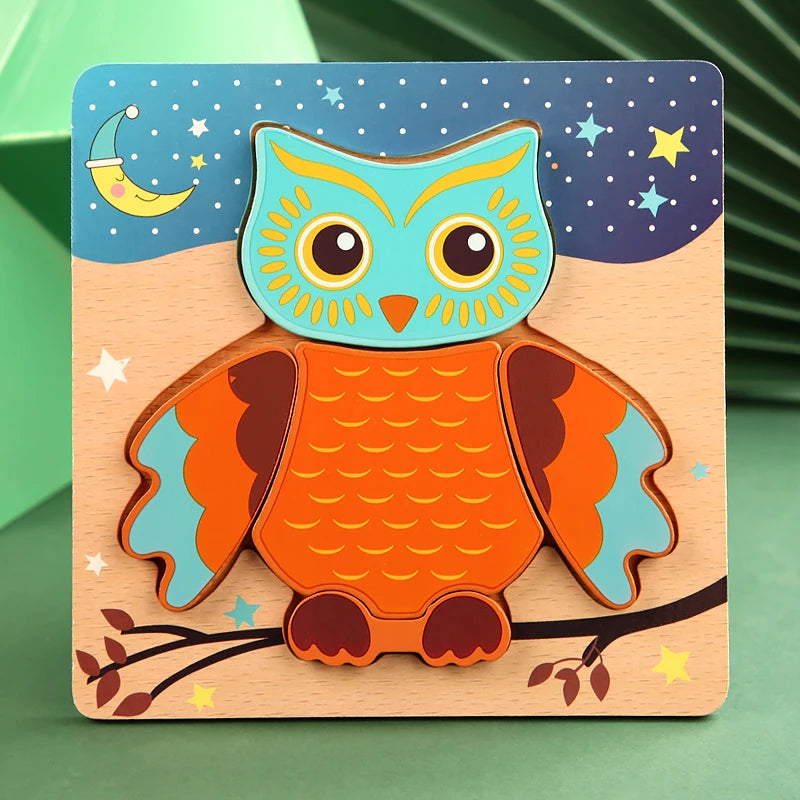 Quebra-Cabeça Educativo de Madeira 3D – Animais e Veículos para Desenvolver a Coordenação e Cognição Infantil