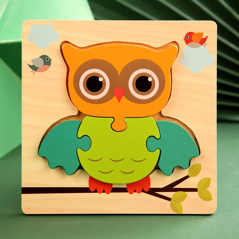 Quebra-Cabeça Educativo de Madeira 3D – Animais e Veículos para Desenvolver a Coordenação e Cognição Infantil