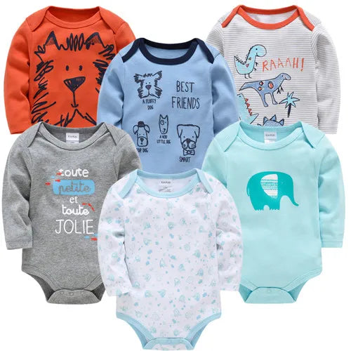 Body de Bebê Menino/Menina. Manga Longa 100% Algodão Roupas de Bebê 0-12 meses. 6 PEÇAS E 3 PEÇAS.