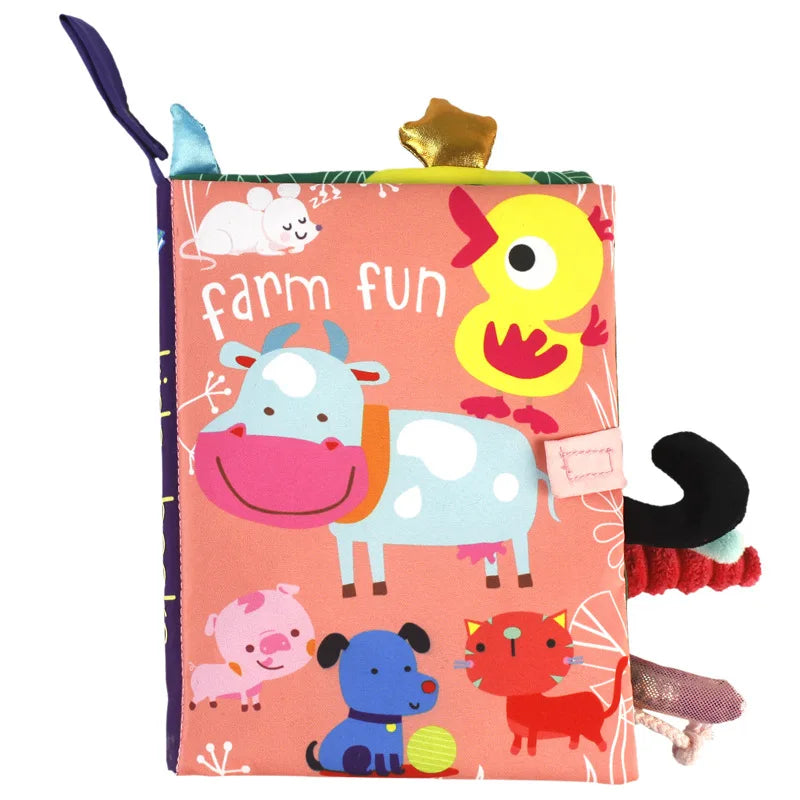 Brinquedo Educativo para Bebês 0-36M. Livro de Tecido com Cauda, Livro de Pano com Quebra-Cabeça. Chocalho Sonoro Interativo para Pais e Filhos.