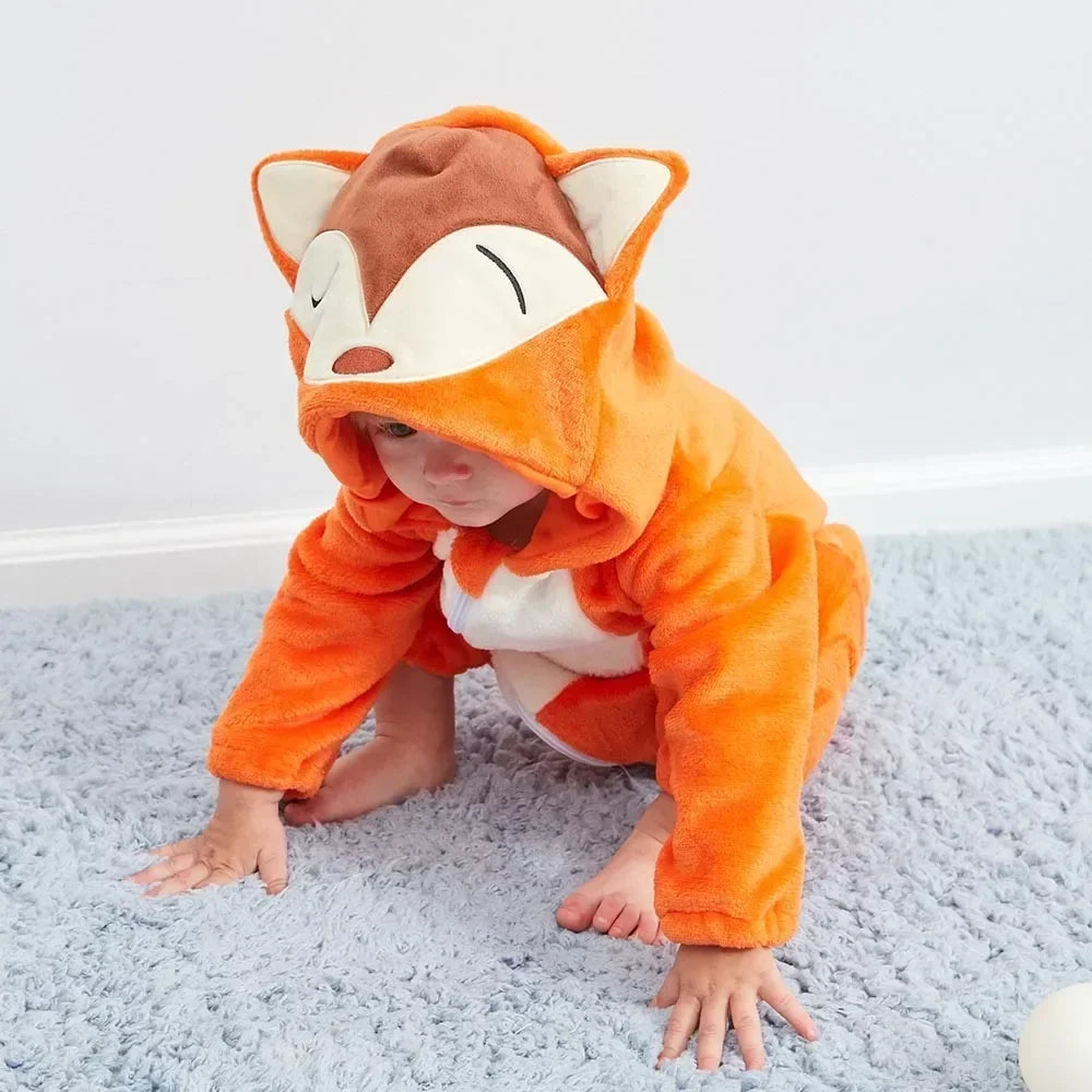 Macacão de Bebê (Inverno ) em Flanela para Menina e Menino. Macacão Infantil com Animais: Panda, Tigre, Leão, Unicórnio, Roupas de Bebê.