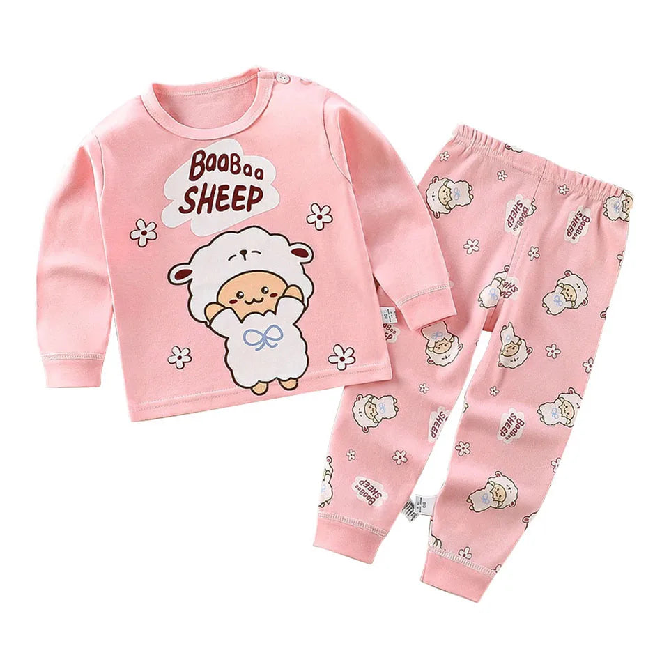 Pijama Infantil Cartoon de Algodão – Conjunto Quentinho e Confortável para Meninos e Meninas