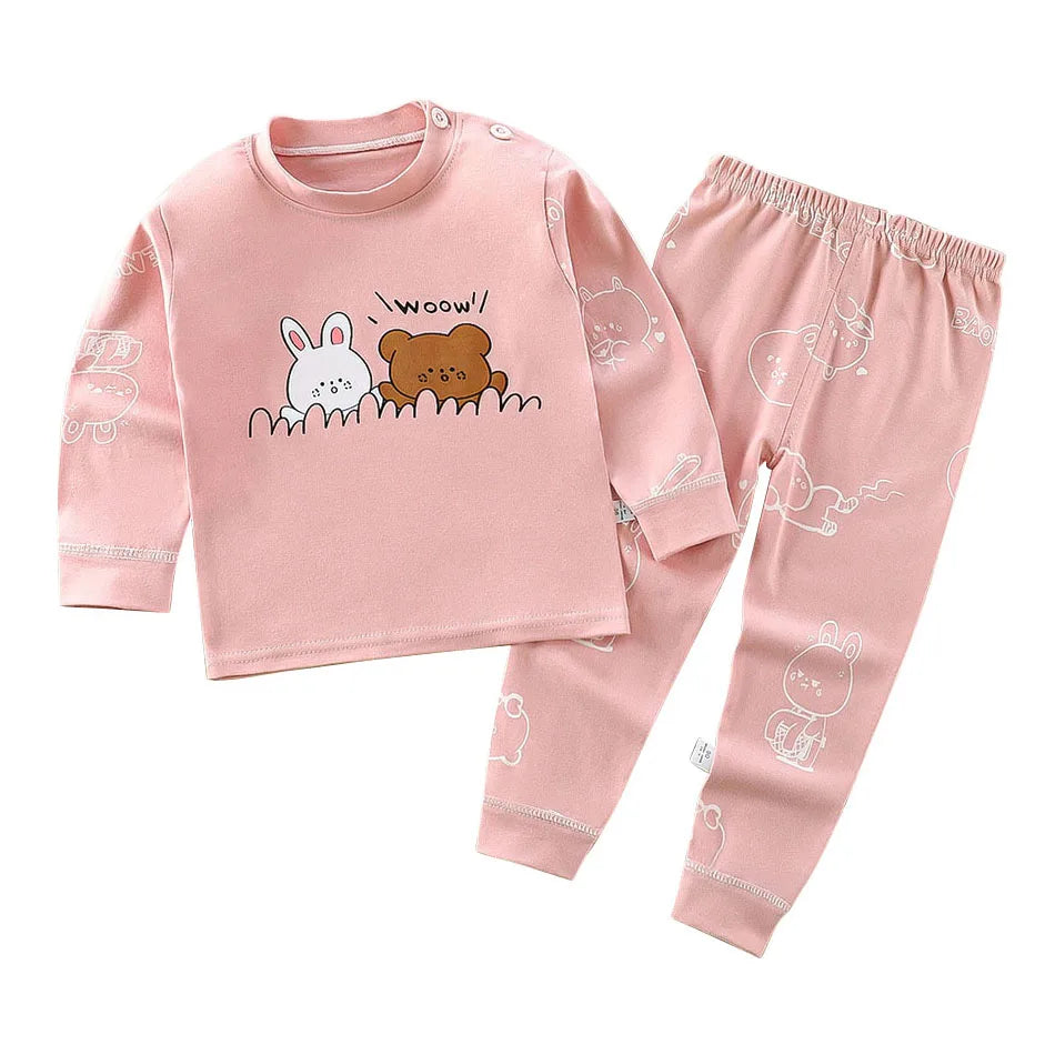 Pijama Infantil Cartoon de Algodão – Conjunto Quentinho e Confortável para Meninos e Meninas
