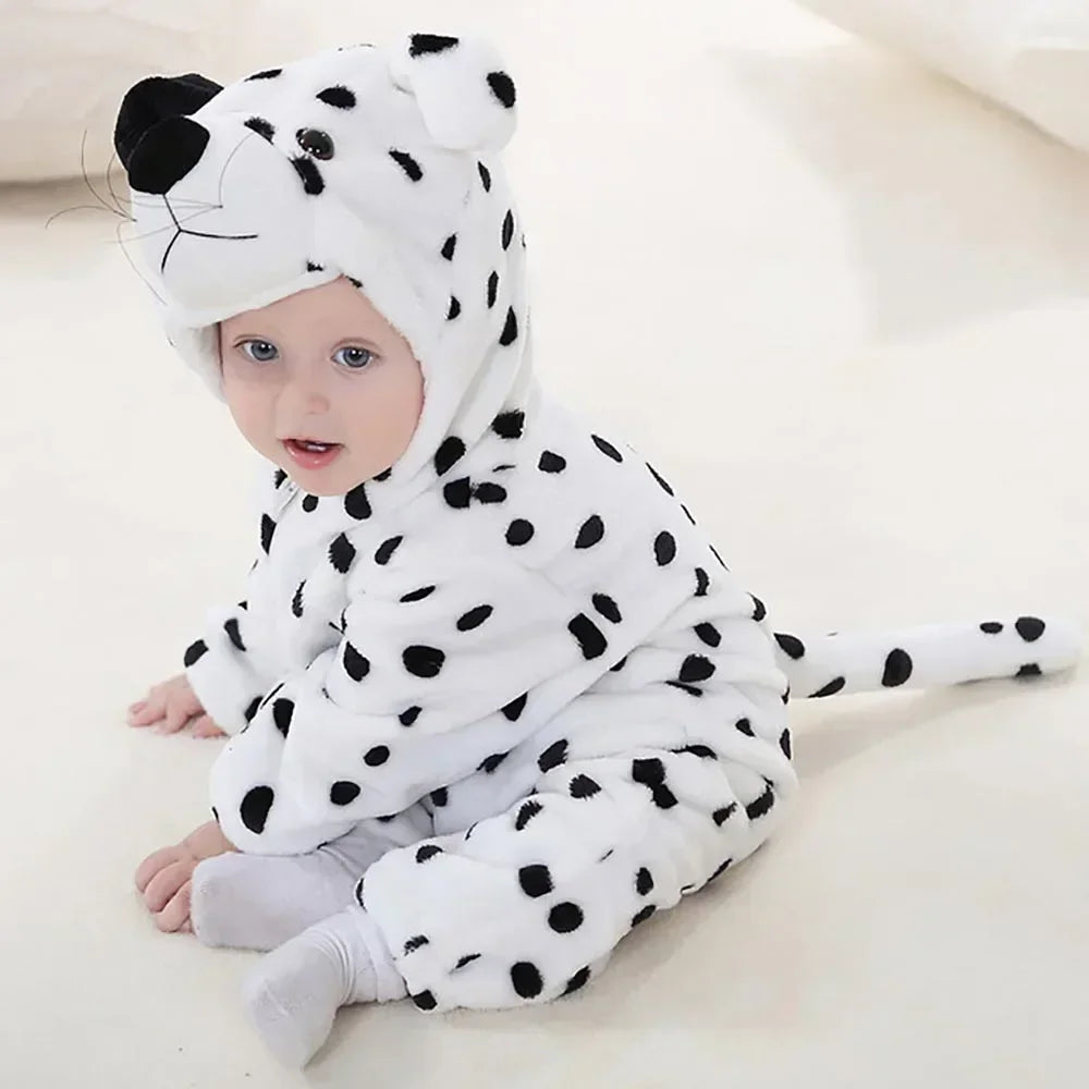 Macacão de Bebê (Inverno ) em Flanela para Menina e Menino. Macacão Infantil com Animais: Panda, Tigre, Leão, Unicórnio, Roupas de Bebê.