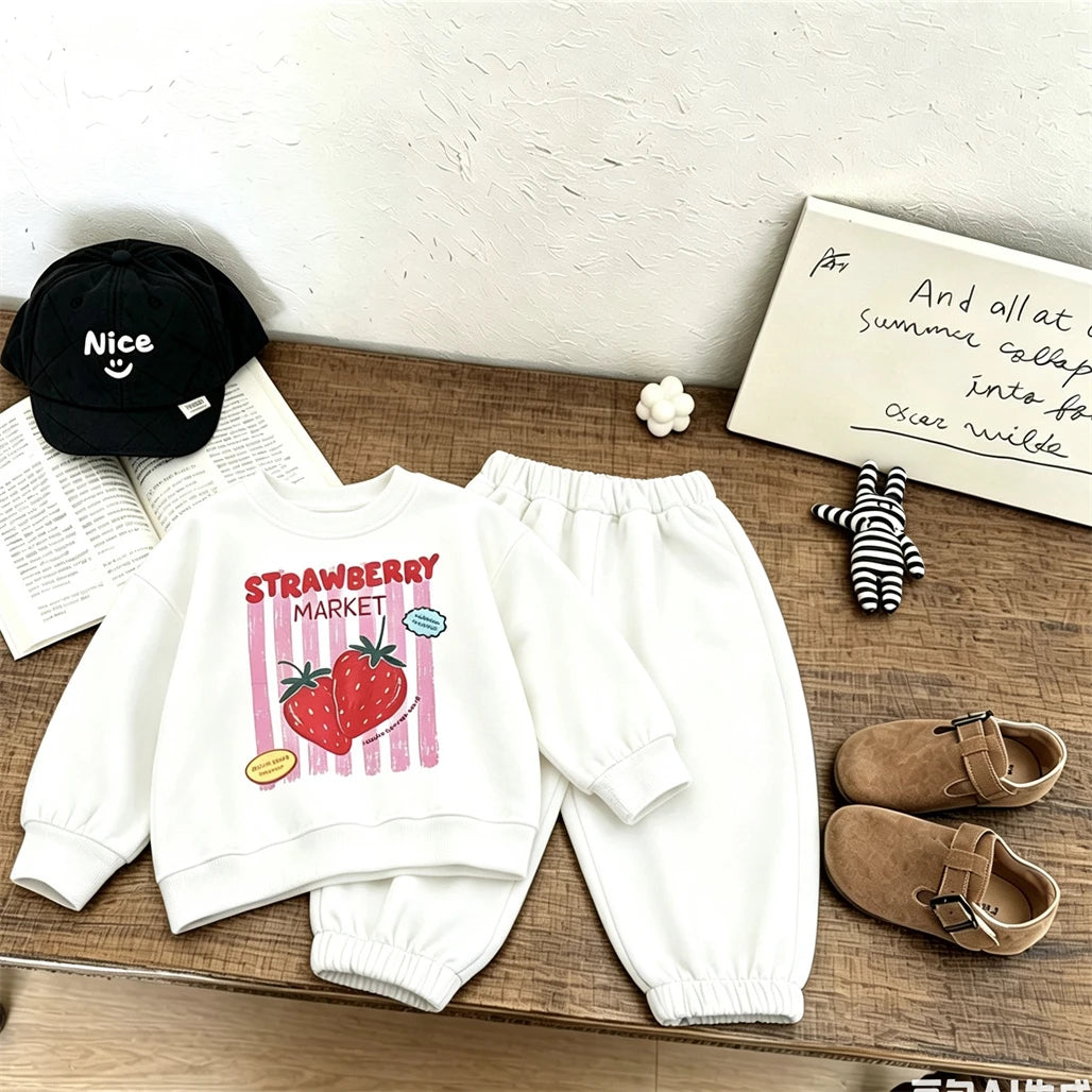 Roupa Infantil Estampada para Crianças de 2 a 6 Anos. Moletom + Calça Primavera Outono. Conjunto de Manga Longa. Roupas Externas. Novo Conjunto de Moletom Fofo.