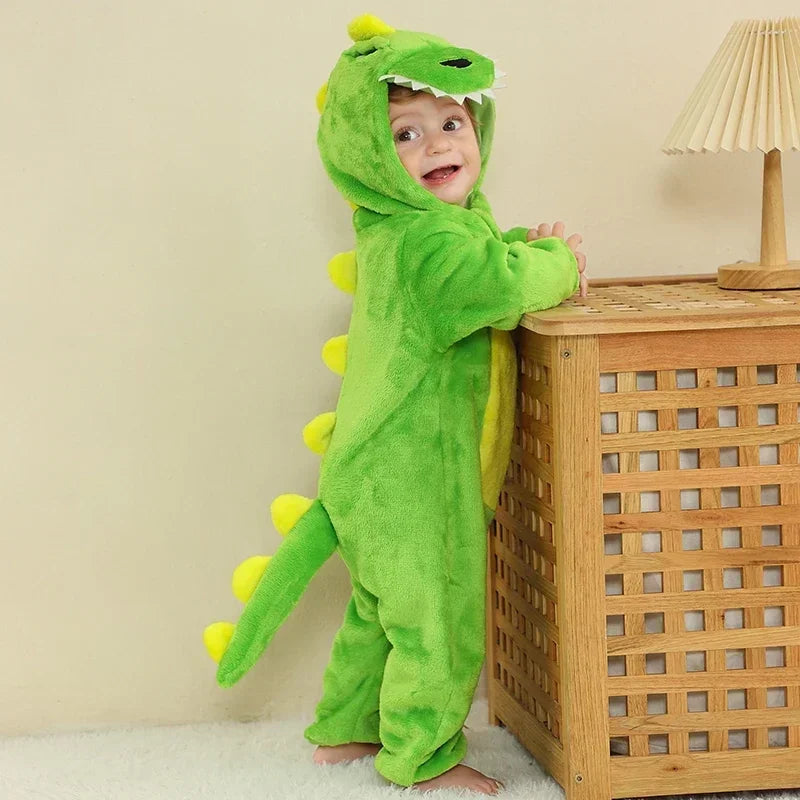 Macacão de Bebê (Inverno ) em Flanela para Menina e Menino. Macacão Infantil com Animais: Panda, Tigre, Leão, Unicórnio, Roupas de Bebê.