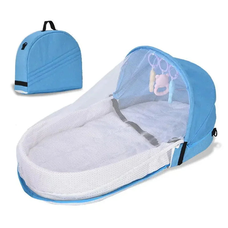 Berço Dobrável para Bebê | Cama Portátil com Mosquiteiro, Colchão e Bolsa para Transporte