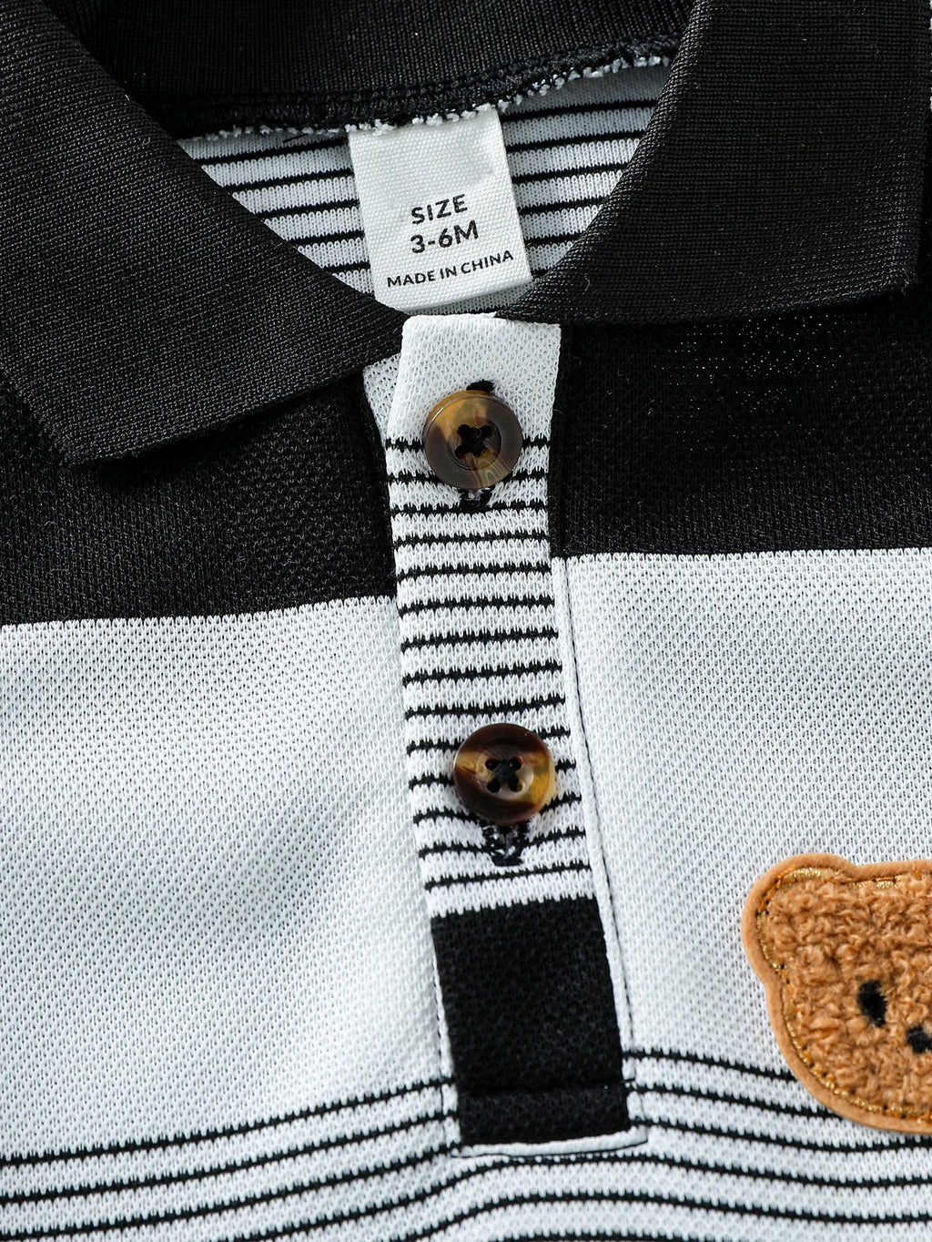 Conjunto Infantil Masculino Casual de Verão – Camiseta Listrada com Estampa de Urso e Shorts