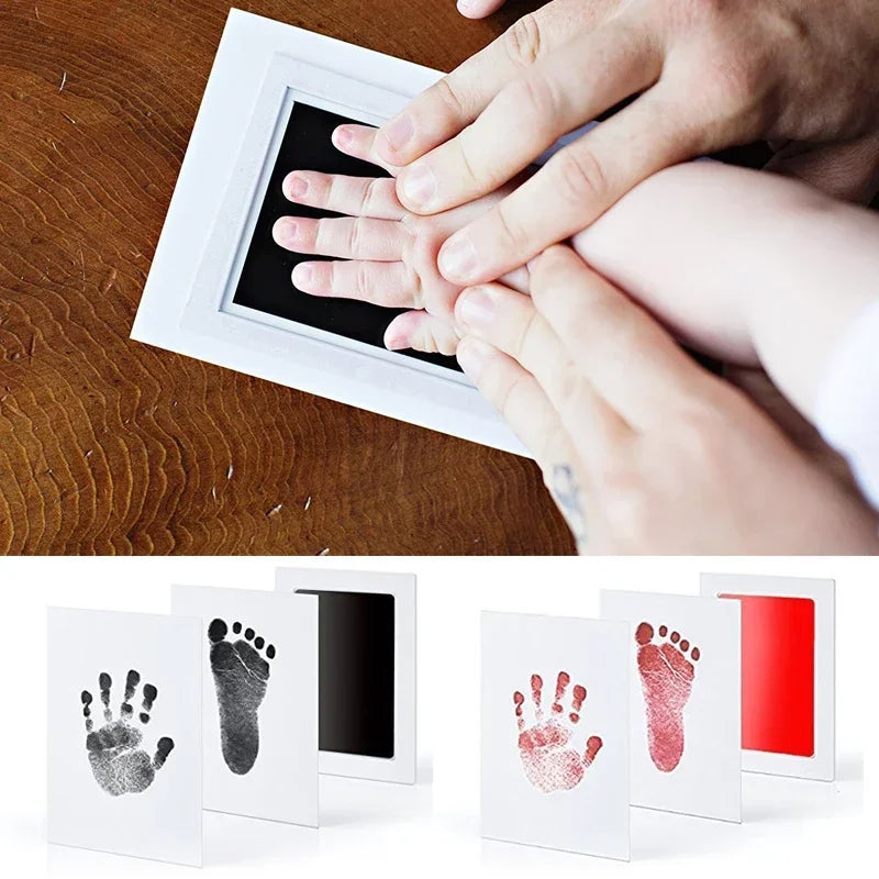 Kit de Lembrança para Bebê Recém-Nascido | Pegadas e Mãozinhas com Almofada de Tinta Segura