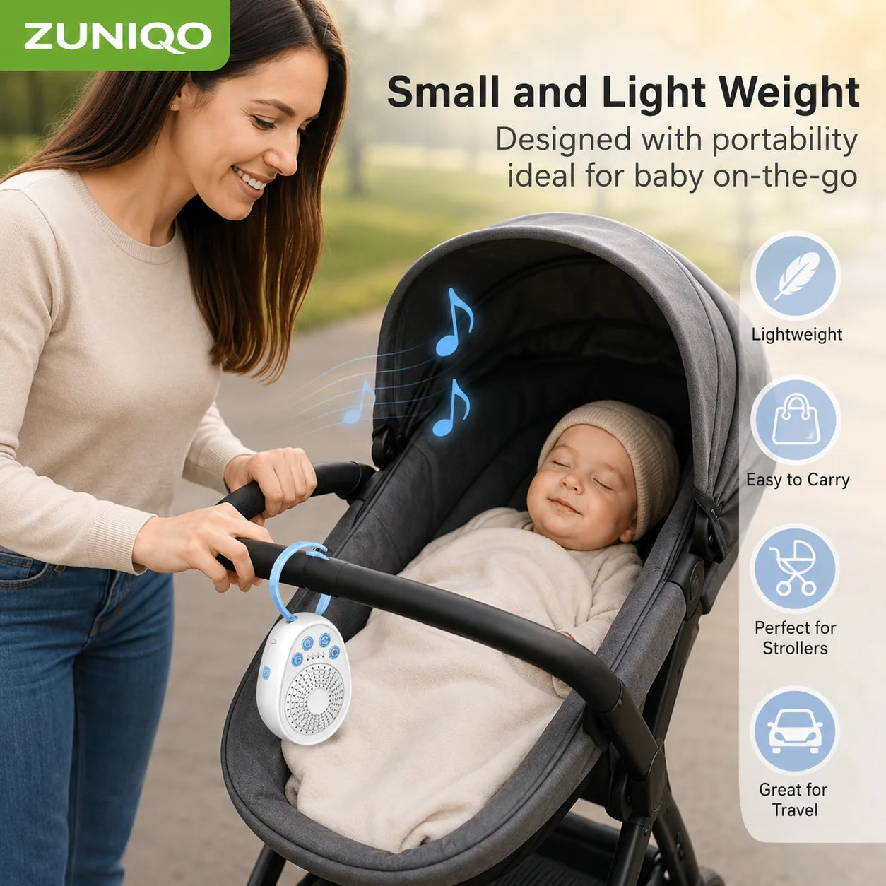 Máquina de Ruído Branco para Bebês – 20 Sons Calmantes, Sono em até 3 Minutos, Mini Dispositivo Portátil USB para Recém-nascidos, Berço e Viagens