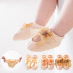 3 pares/conjunto Meias de Algodão para Bebê Meias Antideslizantes para Crianças e Bebês Meias de Chão com Desenhos Animados para Recém-nascidos Meias com Laço e Renda para Meninas.