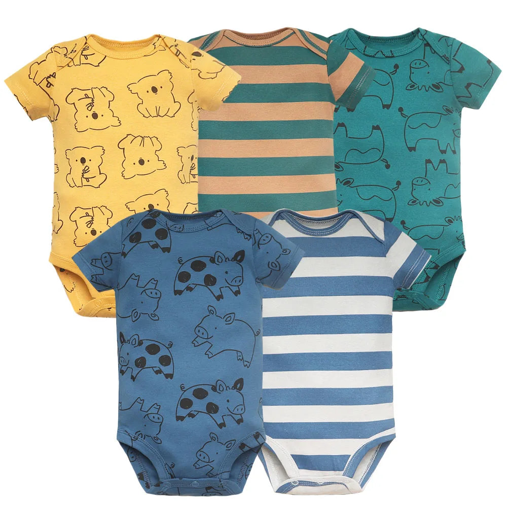 Kit com 5 Bodies Infantis – Roupinhas em 100% Algodão para Bebês, Macias e Confortáveis