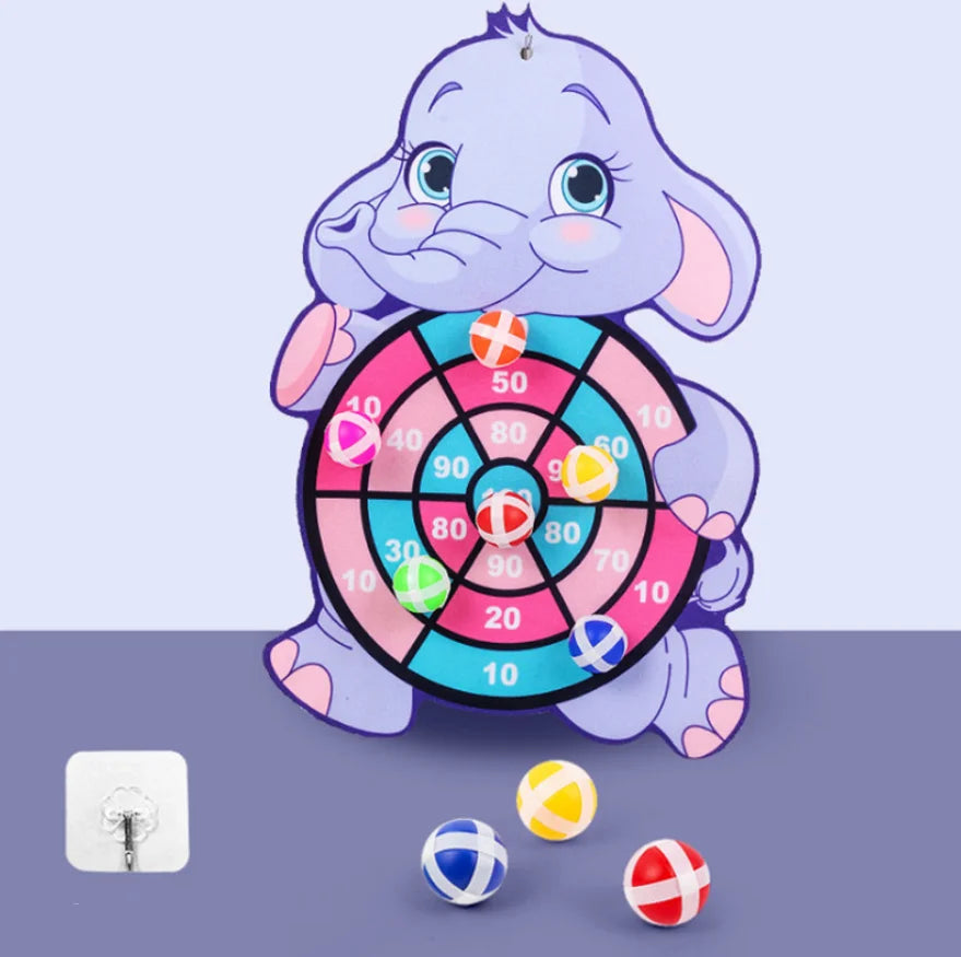 Jogo de Dardos de Animais de Desenho Animado Bola Adesiva. Brinquedo Educativo para Bebês.