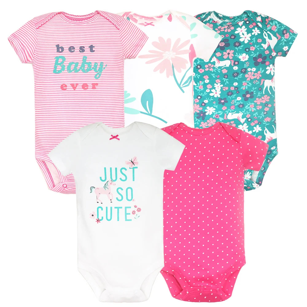 Kit com 5 Bodies Infantis – Roupinhas em 100% Algodão para Bebês, Macias e Confortáveis