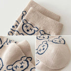 5 pares/lote Meias de bebê fofas com urso e xadrez Primavera Outono Algodão macio Meias médias para meninos e meninas Meias casuais esportivas.
