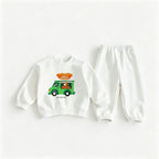 Conjunto Infantil de Moletom 2 Peças com Estampa de Desenho Animado – Blusa com Capuz (Hoodie) e Calça, Casual e Confortável para Crianças