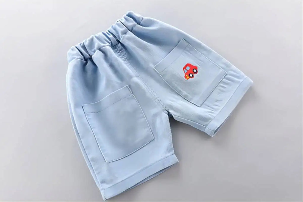 Conjunto de 2 peças para crianças: Camisa Polo de Alta Qualidade para meninos + Bonito Shorts Jeans, roupas infantis.