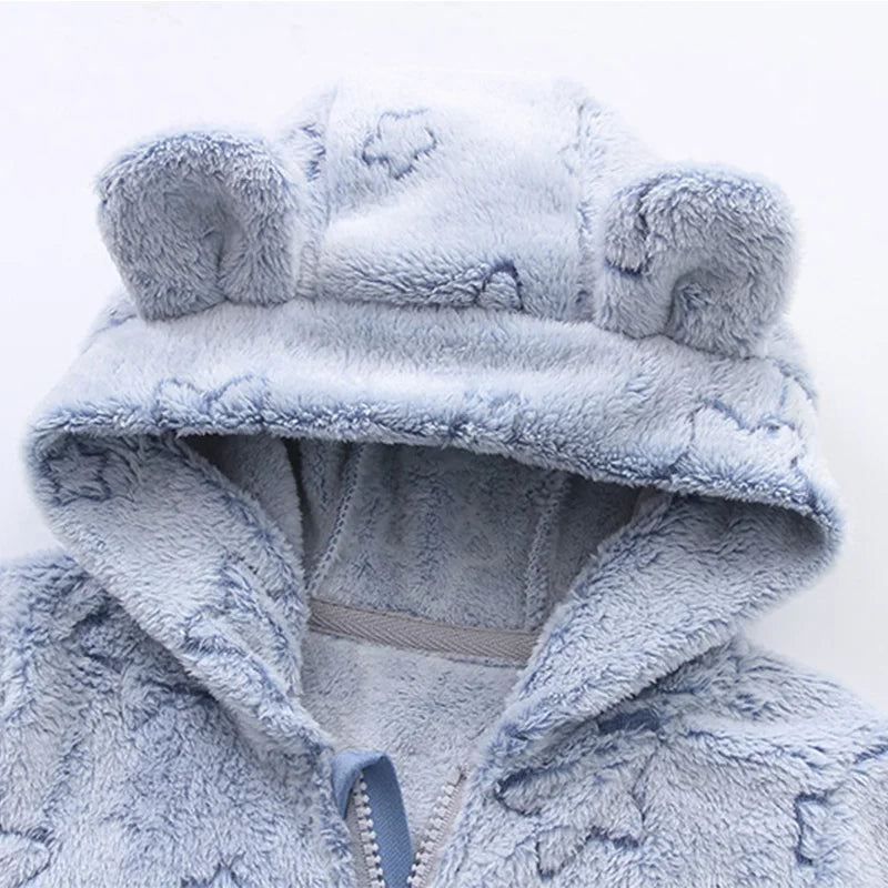 Macacão Bebê de Flanela Quentinho – Body Infantil com Estampa de Desenho Animado. Ideal para Outono e Inverno (0 a 12 Meses.