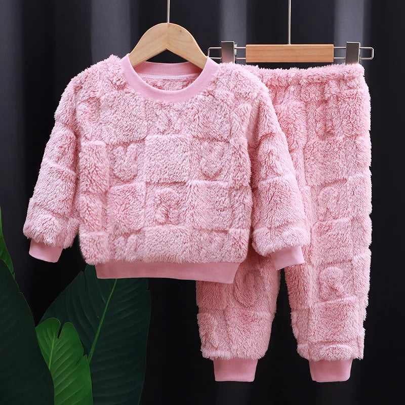 Pijama Infantil de Flanela Outono/Inverno – Conjunto Manga Longa com Blusa e Calça para Meninos e Meninas. Roupa de Dormir e Casa para Bebês e Crianças de 0 a 5 Anos.