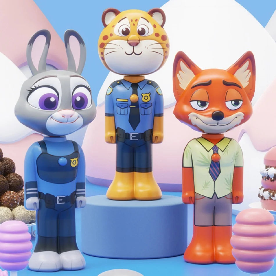 Escova de Dentes Infantil Disney Zootopia Nick & Judy Ajustável com Cerdas Macias Transformável