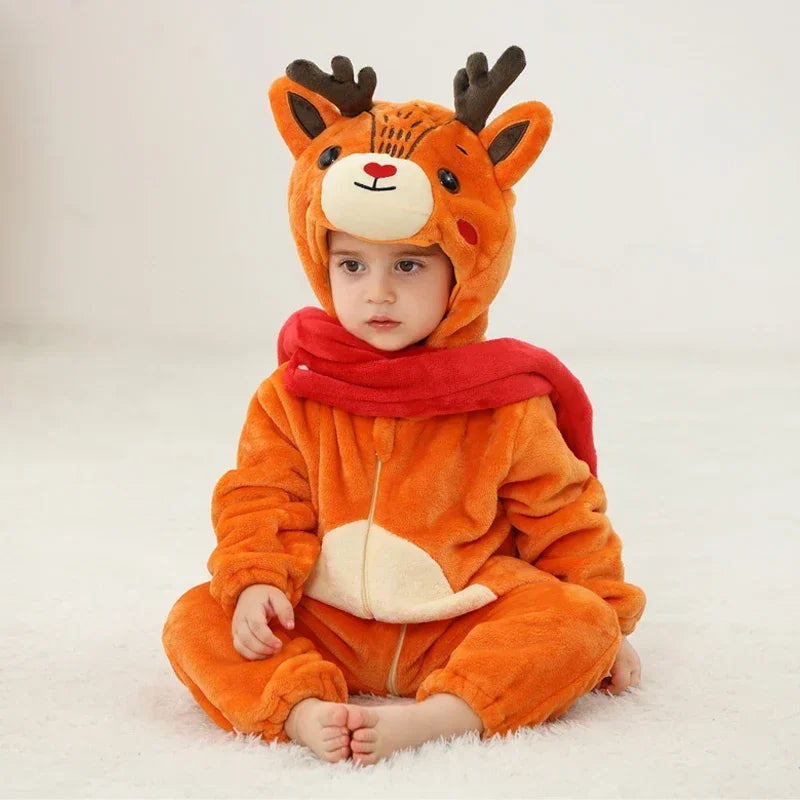 Macacão de Bebê (Inverno ) em Flanela para Menina e Menino. Macacão Infantil com Animais: Panda, Tigre, Leão, Unicórnio, Roupas de Bebê.