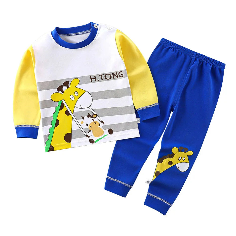 Pijama Infantil Cartoon de Algodão – Conjunto Quentinho e Confortável para Meninos e Meninas