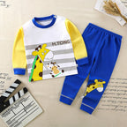 Conjunto de Pijamas de Algodão para Meninos e Meninas Outono e Inverno Cartoon Roupas de Dormir.
