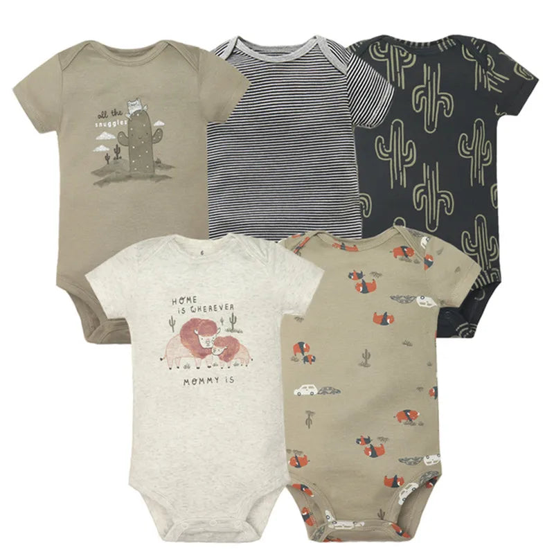 Kit com 5 Bodies Infantis – Roupinhas em 100% Algodão para Bebês, Macias e Confortáveis