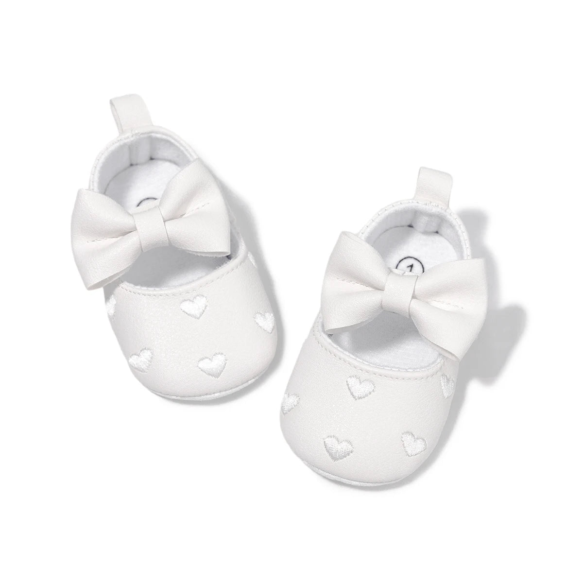 Meckior Sapatos de Bebê Clássicos com Laço Fofo em Forma de Coração. Solado Antiderrapante. Sapatos para Bebês e Meninas de 0-18 meses