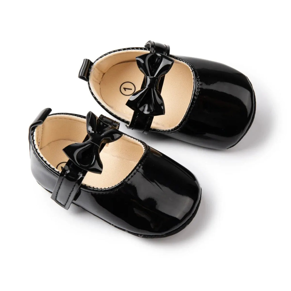 Sapatos Meckior para Bebês Meninas Laço Princesa Sapatos de Festa PU Antiderrapante Sola Macia Primeiros Passos Recém-nascido Sapatos de Berço