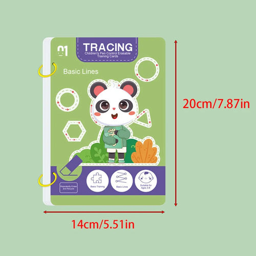 Caderno Mágico Reutilizável Infantil – Livro Educativo com 34 Páginas para Treinar Escrita e Desenho, com Caneta e Borracha