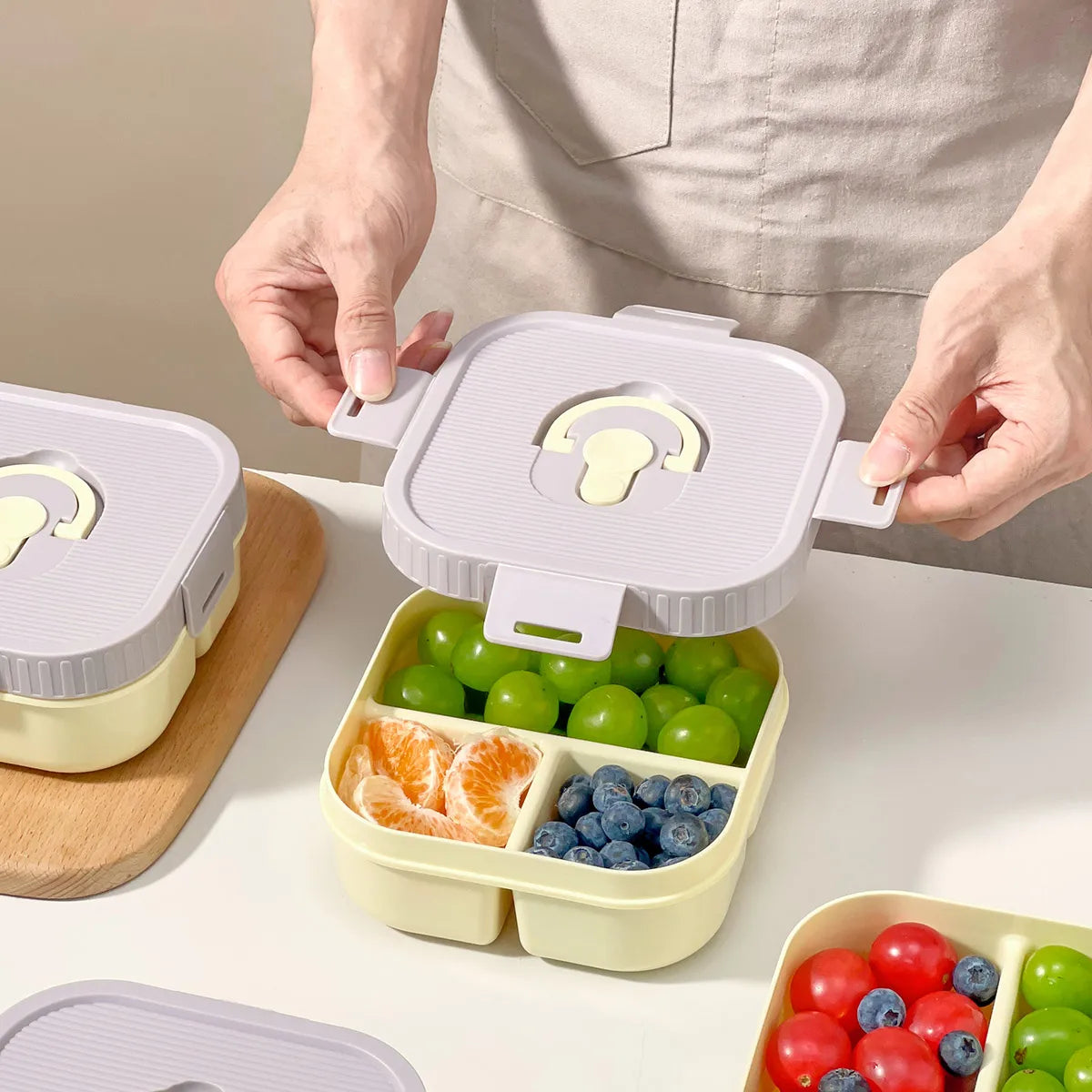 Marmita Portátil WORTHBUY com Divisórias – Caixa Bento Hermética para Micro-ondas, À Prova de Vazamentos, Ideal para Crianças, Estudantes e Trabalho.