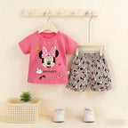 Conjunto  para Bebê Menina Camiseta de Manga Curta e Shorts. Roupas Infantis Idades 0-4 Anos.