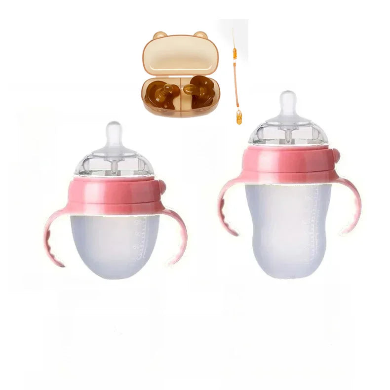 Mamadeira de Silicone com Alça para Bebê – Ideal para Desmame, com Bico Anti-Asfixia e Design Ergonômico
