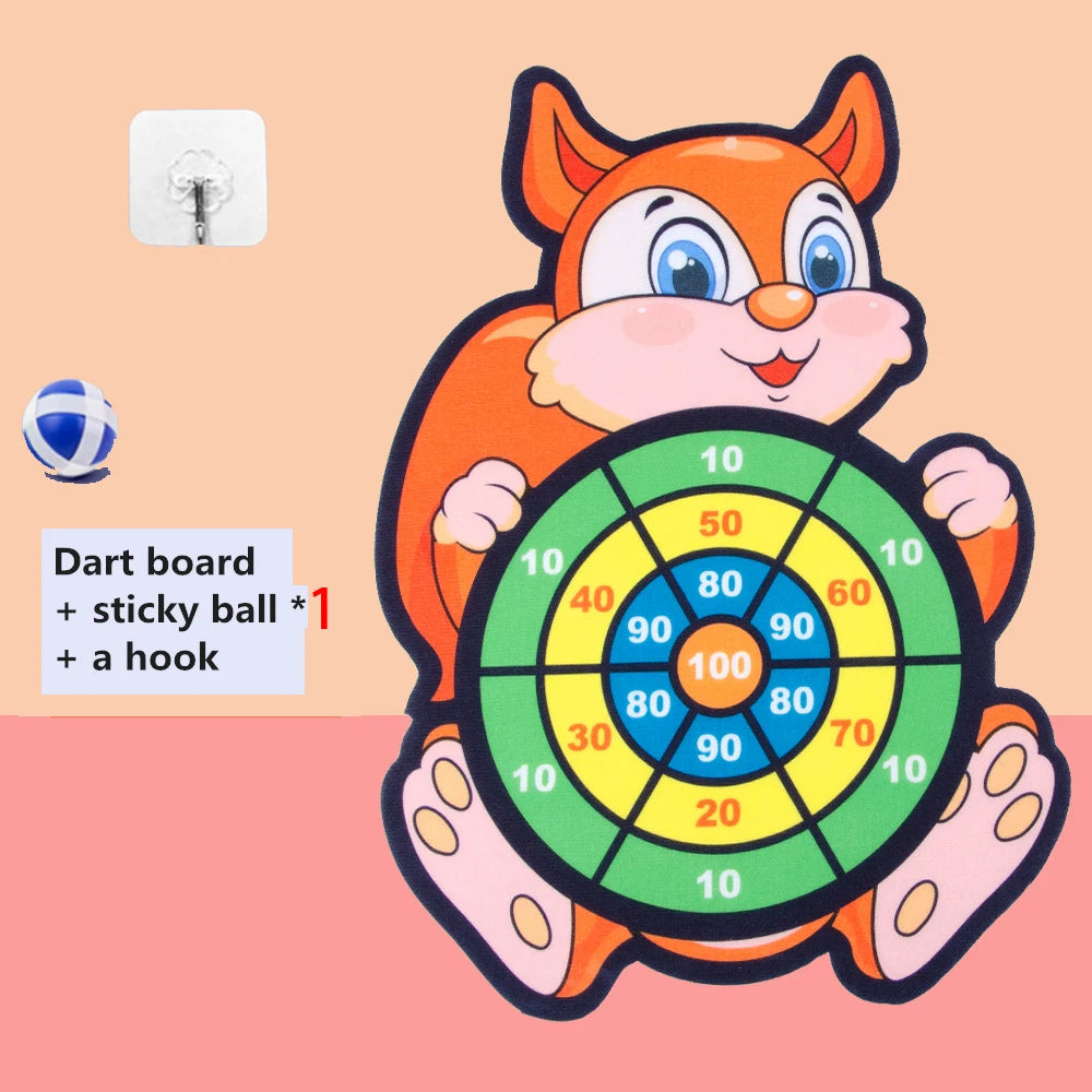 Jogo de Dardos de Animais de Desenho Animado Bola Adesiva. Brinquedo Educativo para Bebês.