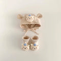 2 Peças/Conjunto Chapéu e Meias de Bebê Cartoon Bonitos Chapéu de Ponto de Animais Para Menino e Menina Inverno Chapéus de Tricô de Lã e Meias Curtas Aquecedoras Para Recém-Nascido.