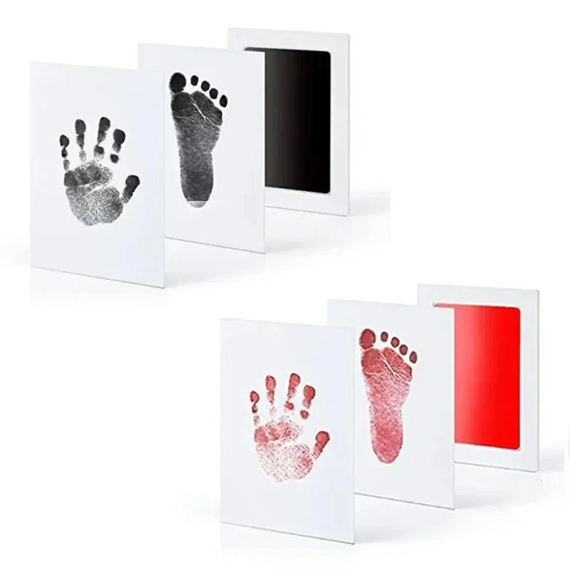 Kit de Lembrança para Bebê Recém-Nascido | Pegadas e Mãozinhas com Almofada de Tinta Segura