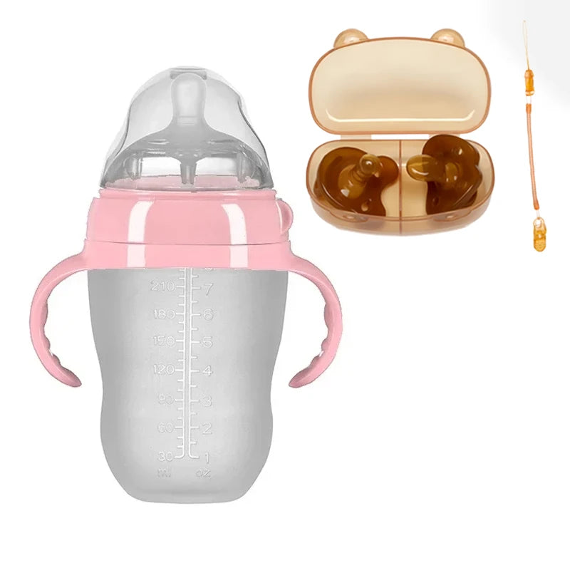 Mamadeira de Silicone com Alça para Bebê – Ideal para Desmame, com Bico Anti-Asfixia e Design Ergonômico