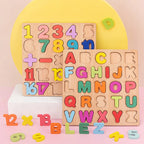 Quebra-cabeça de Madeira com Letras, Números e Formas para Bebês. Quebra-cabeça 3D. Brinquedos Educativos para Crianças.