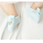 3 pares/conjunto Meias de Algodão para Bebê Meias Antideslizantes para Crianças e Bebês Meias de Chão com Desenhos Animados para Recém-nascidos Meias com Laço e Renda para Meninas.