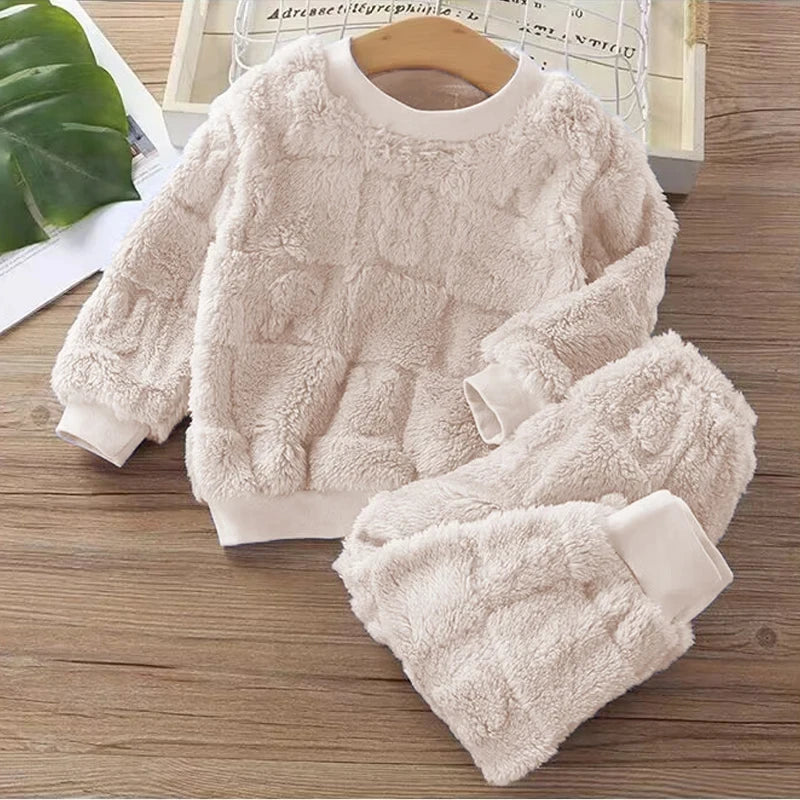 Pijama Infantil de Flanela – Conjunto Manga Longa Quentinho para Meninos e Meninas, Ideal para Outono e Inverno