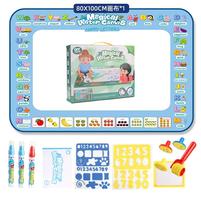 Tapete de Desenho com Água Mágica 100x80CM para Colorir e Rabiscos com Canetas Mágicas Reutilizáveis. Quadro de Pintura Montessori. Brinquedos Educativos.