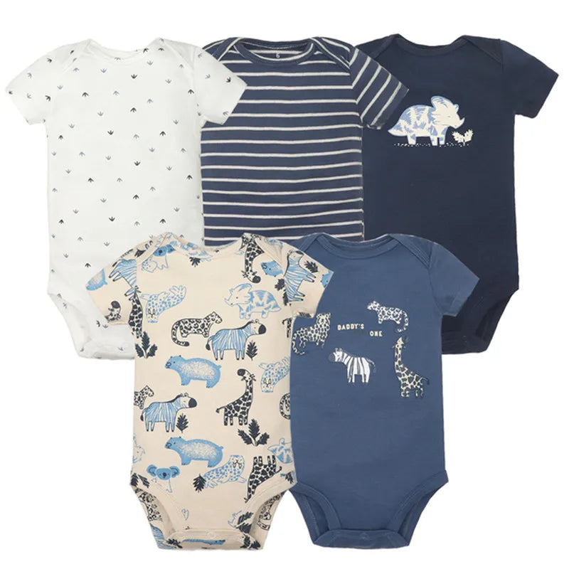 Kit com 5 Bodies Infantis – Roupinhas em 100% Algodão para Bebês, Macias e Confortáveis