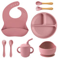 Kit Alimentação Infantil em Silicone – Prato com Ventosa, Copo com Canudo e Talheres Dobráveis para Bebês