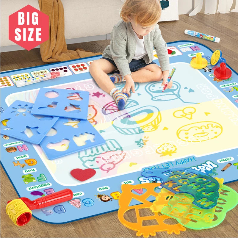 Tapete de Desenho com Água Mágica 100x80CM para Colorir e Rabiscos com Canetas Mágicas Reutilizáveis. Quadro de Pintura Montessori. Brinquedos Educativos.