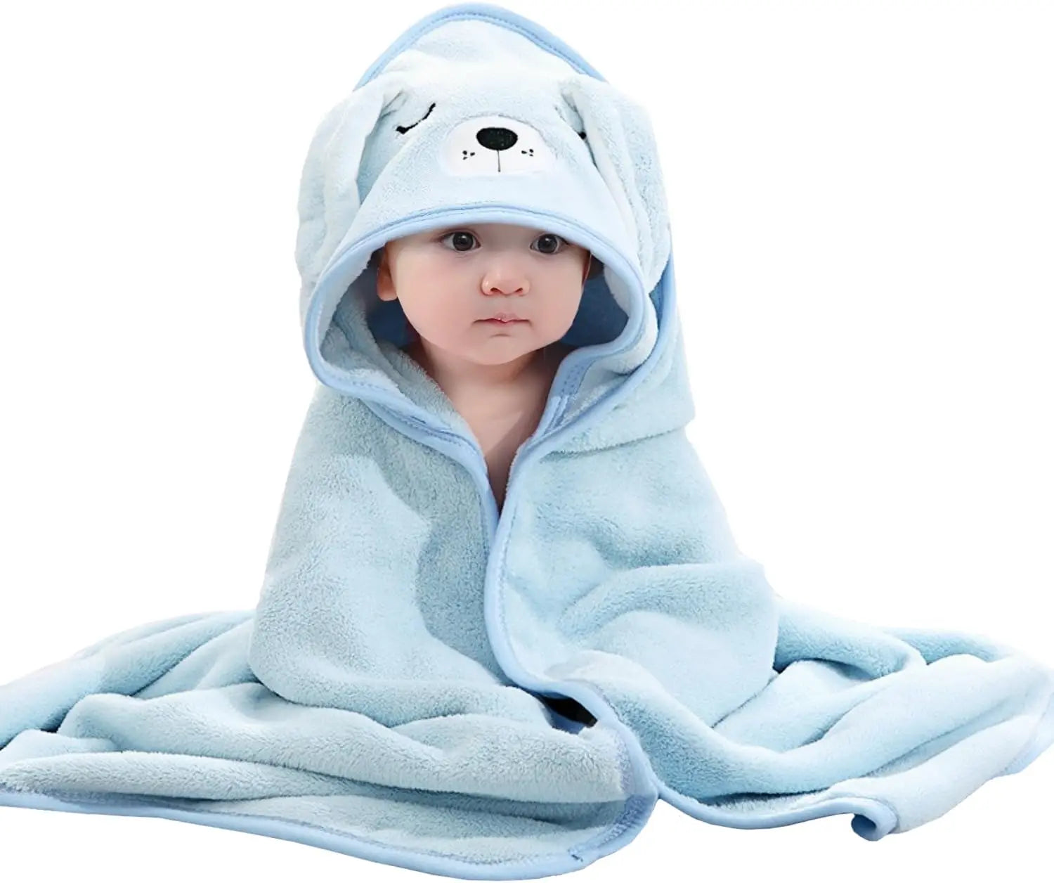 Toalha com Capuz para Bebê 31x31 pol. - Conjunto de Banho em Algodão Orgânico, Secagem Rápida e Absorvente com Design de Animais (Presente de Chá de Bebê, Conjunto com 1 Peça)