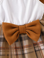 Conjunto de Vestido de Tule Xadrez para Bebê Menina com Jaqueta Cropped.